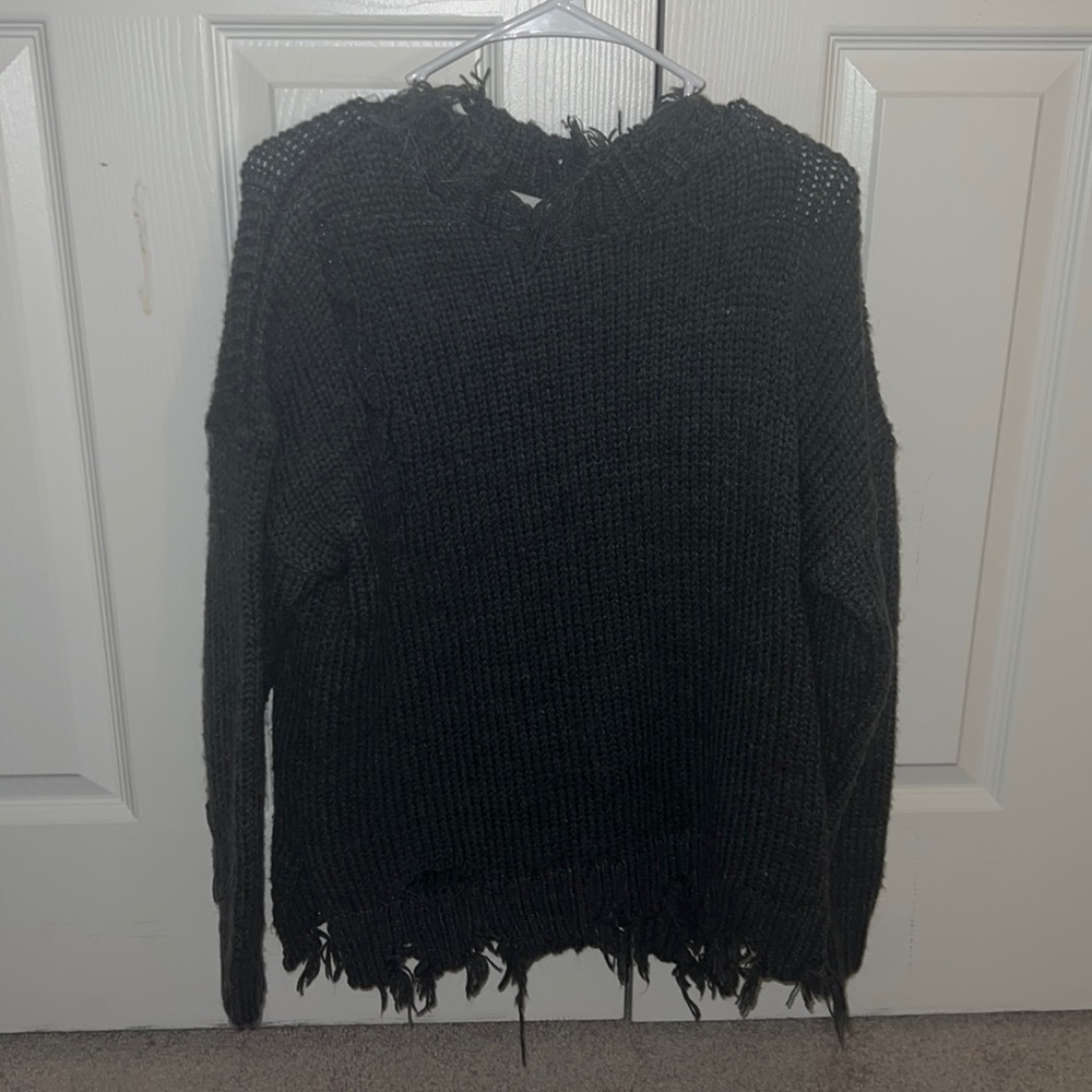 Long distressed gray sweater